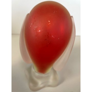 FIGURA CANE VETRO ROSSO SOMMERSO Murano DESIGN Seguso (?) VINTAGE FROSTED GLASS