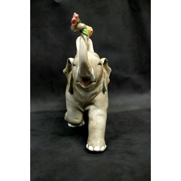 SCULTURA VOLUME CERAMICA ELEFANTE BAMBINO Ronzan FIRMATO ITALY DESIGN ANNI '50