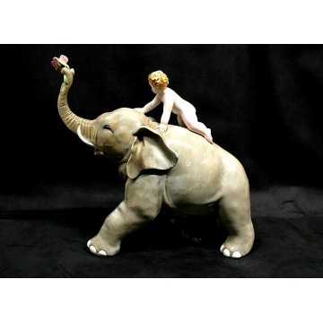 SCULTURA VOLUME CERAMICA ELEFANTE BAMBINO Ronzan FIRMATO ITALY DESIGN ANNI '50