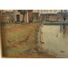 ANTICO QUADRO DIPINTO OLIO TAVOLA Francesco Arata CAMPAGNA FIUME CANALE '900