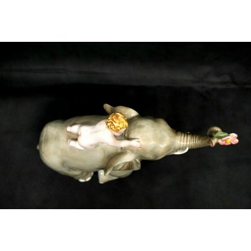 SCULTURA VOLUME CERAMICA ELEFANTE BAMBINO Ronzan FIRMATO ITALY DESIGN ANNI '50