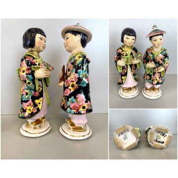 COPPIA SCULTURA CERAMICA Alma FIGURE ORIENTE Mod. 85/86 BOY GIRL ANNI '50 DANNI