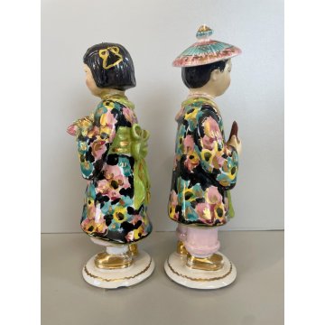 COPPIA SCULTURA CERAMICA Alma FIGURE ORIENTE Mod. 85/86 BOY GIRL ANNI '50 DANNI