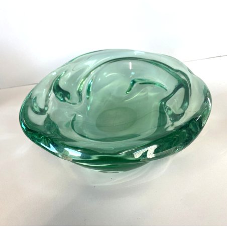 BOWL CRISTALLO VERDE ACQUAMARINA Seguso VINTAGE BOWL ART GLASS ø 22 cm ANNI '50