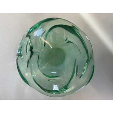 BOWL CRISTALLO VERDE ACQUAMARINA Seguso VINTAGE BOWL ART GLASS ø 22 cm ANNI '50