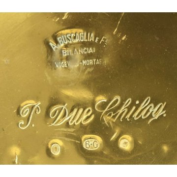 ANTICA BILANCIA TAVOLO M 1900 DOPPIO PIATTO METALLO PESI PUNZONATA PESA