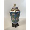 ANTICO VASO CINESE ESAGONALE BRONZO CLOISONNE SMALTO POLICROMO 14 cm/h