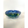 VINTAGE BOWL SVOTATASCHE VETRO Murano SOMMERSO BLU GIALLO FLUO ø 15 cm ANNI '70