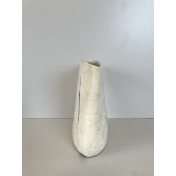 VASO TASCA CERAMICA RAKU Studio Art Pottery WHITE CRACLE' FIRMA "A" EPOCA '900