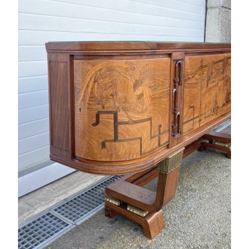 CREDENZA Sideboard Art Decò ANNI 40 LEGNO RADICA INTARSIATA CONSOLLE BUFFET 1940