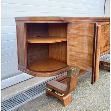 CREDENZA Sideboard Art Decò ANNI 40 LEGNO RADICA INTARSIATA CONSOLLE BUFFET 1940