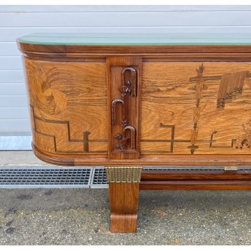 CREDENZA Sideboard Art Decò ANNI 40 LEGNO RADICA INTARSIATA CONSOLLE BUFFET 1940