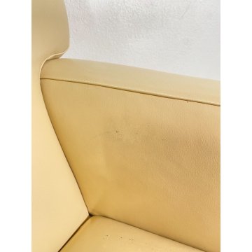 POLTRONA UFFICIO ROSSI DI ALBIZZATE GIREVOLE DESIGN 1980 PELLE BIANCA ARMCHAIR