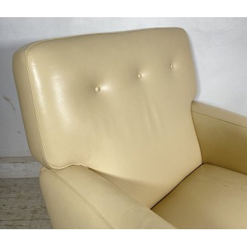 POLTRONA UFFICIO ROSSI DI ALBIZZATE GIREVOLE DESIGN 1980 PELLE BIANCA ARMCHAIR