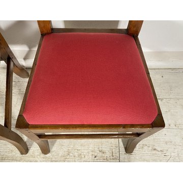 ANTICA COPPIA SEDIE STILE Luigi Filippo LEGNO NOCE 1800 STOFFA BORDEAUX CHAIR