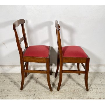 ANTICA COPPIA SEDIE STILE Luigi Filippo LEGNO NOCE 1800 STOFFA BORDEAUX CHAIR