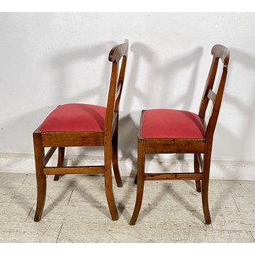 ANTICA COPPIA SEDIE STILE Luigi Filippo LEGNO NOCE 1800 STOFFA BORDEAUX CHAIR