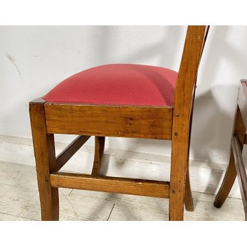 ANTICA COPPIA SEDIE STILE Luigi Filippo LEGNO NOCE 1800 STOFFA BORDEAUX CHAIR