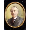 vecchia MINIATURA RITRATTO UOMO CORNICE LEGNO ovale PORTA FOTO firmato