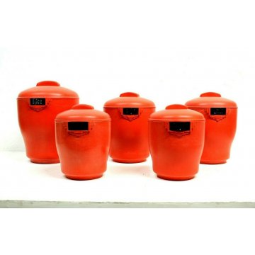 Set 5 BRISTOLITE KITCHEN CANISTER  311 DECO in RED BAKELITE VINTAGE RETO 1940's