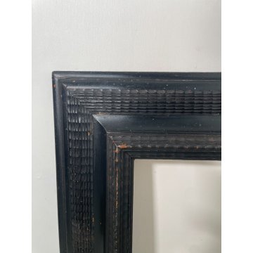 ANTICA CORNICE Guilloché LEGNO SCOLPITO EBANIZZATO 48,5 cm x 58 cm EPOCA '800