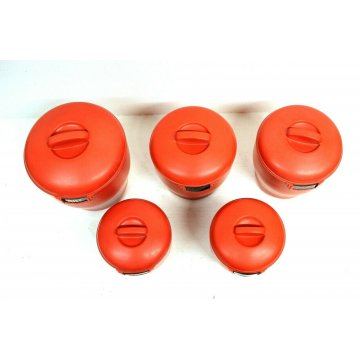 Set 5 BRISTOLITE KITCHEN CANISTER  311 DECO in RED BAKELITE VINTAGE RETO 1940's