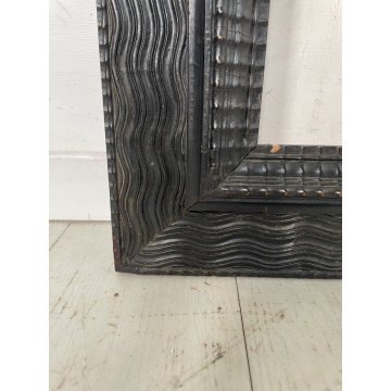 ANTICA CORNICE Guilloché LEGNO SCOLPITO EBANIZZATO 68 cm x 63 cm EPOCA '800