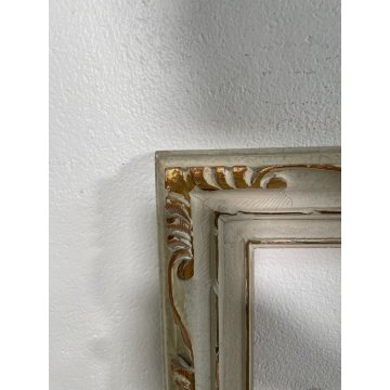 GRANDE ANTICA CORNICE DORATA BIANCA LEGNO SCOLPITO 136 cm x 76 cm EPOCA '900