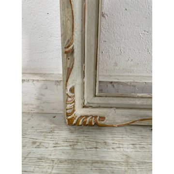 GRANDE ANTICA CORNICE DORATA BIANCA LEGNO SCOLPITO 136 cm x 76 cm EPOCA '900