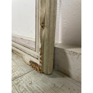 GRANDE ANTICA CORNICE DORATA BIANCA LEGNO SCOLPITO 136 cm x 76 cm EPOCA '900