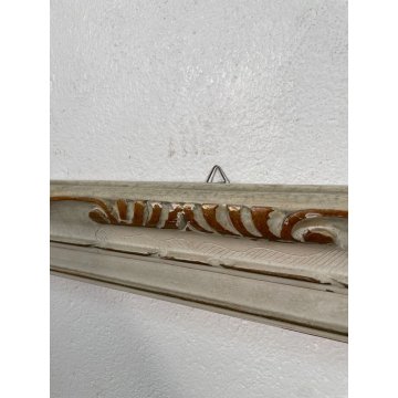 GRANDE ANTICA CORNICE DORATA BIANCA LEGNO SCOLPITO 136 cm x 76 cm EPOCA '900