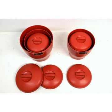 Set 5 BRISTOLITE KITCHEN CANISTER  311 DECO in RED BAKELITE VINTAGE RETO 1940's