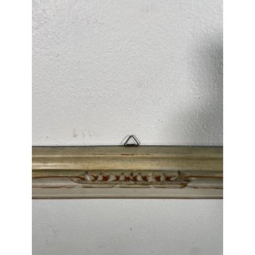 GRANDE ANTICA CORNICE BIANCA DORATA LEGNO SCOLPITO 136 cm x 76 cm EPOCA '900