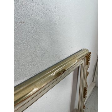 GRANDE ANTICA CORNICE BIANCA DORATA LEGNO SCOLPITO 136 cm x 76 cm EPOCA '900