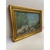 ANTICO DIPINTO OLIO PAESAGGIO LACUSTRE