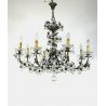 LAMPADARIO SOFFITTO LIBERTY A GOCCE FIORI CRISTALLO DI BOEMIA  '900