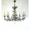 LAMPADARIO SOFFITTO LIBERTY A GOCCE FIORI CRISTALLO DI BOEMIA  '900