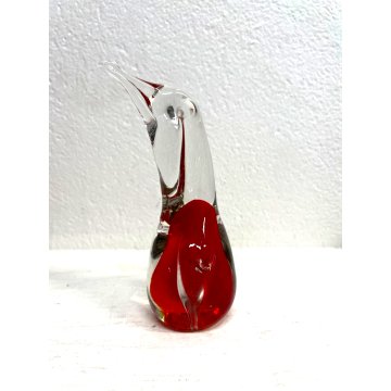 SCULTURA FIGURA ANIMALE Pinguino VETRO Murano ROSSO SOMMERSO DESIGN Seguso (?)