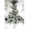 LAMPADARIO SOFFITTO LIBERTY A GOCCE FIORI CRISTALLO DI BOEMIA  '900
