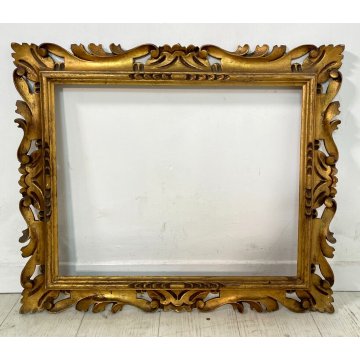 ANTICA CORNICE BAROCCO DORATA LEGNO SCOLPITO 63 cm x 53 cm EPOCA '900 quadro old