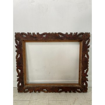 ANTICA CORNICE BAROCCO DORATA LEGNO SCOLPITO 63 cm x 53 cm EPOCA '900 quadro old