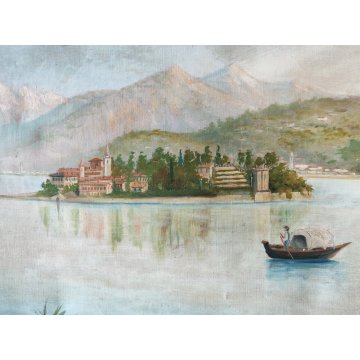 QUADRO DIPINTO olio tela PAESAGGIO Isola Bella Borromeo LAGO MAGGIORE Stresa