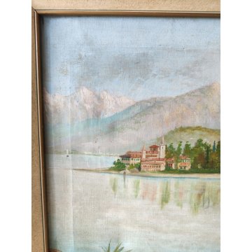 QUADRO DIPINTO olio tela PAESAGGIO Isola Bella Borromeo LAGO MAGGIORE Stresa