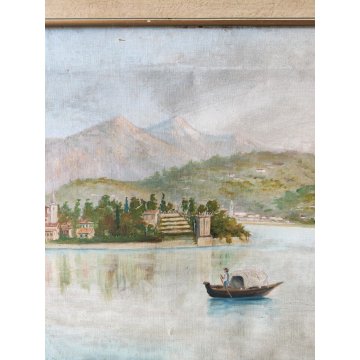 QUADRO DIPINTO olio tela PAESAGGIO Isola Bella Borromeo LAGO MAGGIORE Stresa