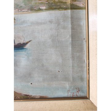 QUADRO DIPINTO olio tela PAESAGGIO Isola Bella Borromeo LAGO MAGGIORE Stresa