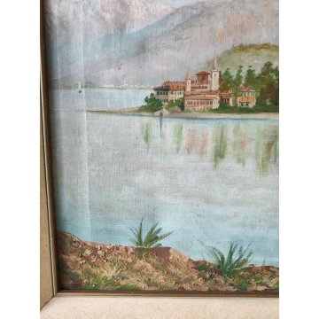 QUADRO DIPINTO olio tela PAESAGGIO Isola Bella Borromeo LAGO MAGGIORE Stresa