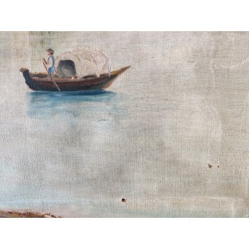 QUADRO DIPINTO olio tela PAESAGGIO Isola Bella Borromeo LAGO MAGGIORE Stresa