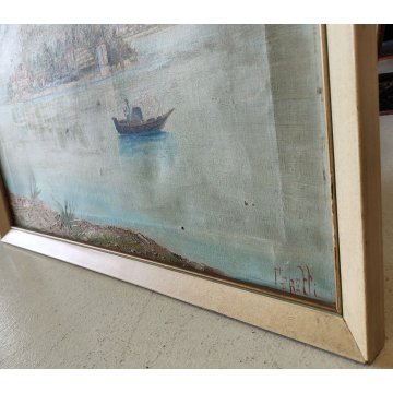 QUADRO DIPINTO olio tela PAESAGGIO Isola Bella Borromeo LAGO MAGGIORE Stresa