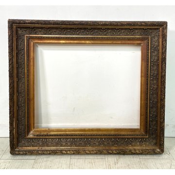 ANTICA CORNICE IMPERO EPOCA '800 GESSATA DORATA 68,5 cm x 60 cm quadro