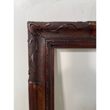 ANTICA CORNICE RINASCIMENTO EPOCA '800 LEGNO NOCE SCOLPITO 51 cm x 69 cm quadro